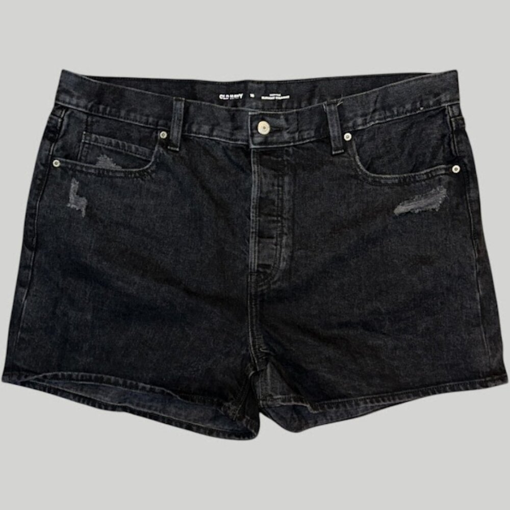 {Plus Size}NWOT~Old Navy High-Rise Str8t Slouchy Shorts~Black Wash~Size 16(B26)